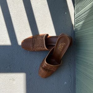 Like new Franco Sarto, woven leather mule, size 7.5, 1.5 inch heel